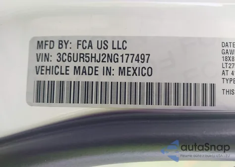 2022 Ram 2500 Tradesman 4X4 8' Box из США, поврежденный, VIN 3C6UR5HJ2NG177497